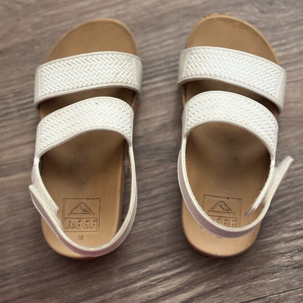 Reef Kids White and Tan Dual-Strap Sandals
